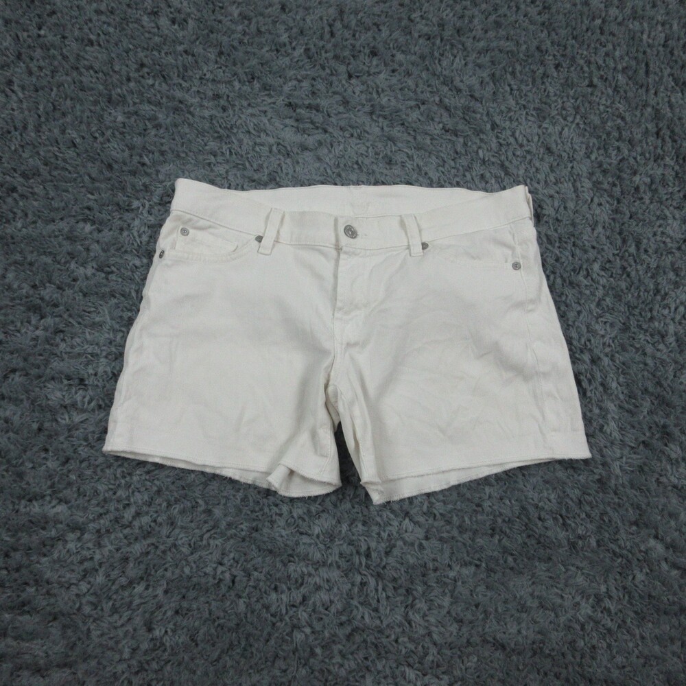 7 For All Mankind Shorts Womens 29 White Cotton Spandex Summer Pockets 32x5*